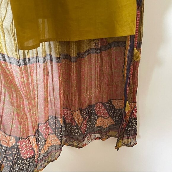 SOLD Anthropologie Citron Maxi Dress Bhanuni by Jyoti  with Tassels, Size XS - Picture 14 of 16